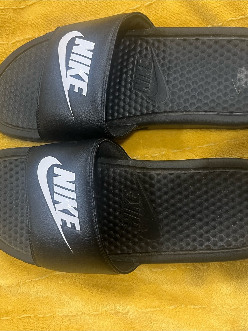 Nike Black Slides with White Logo